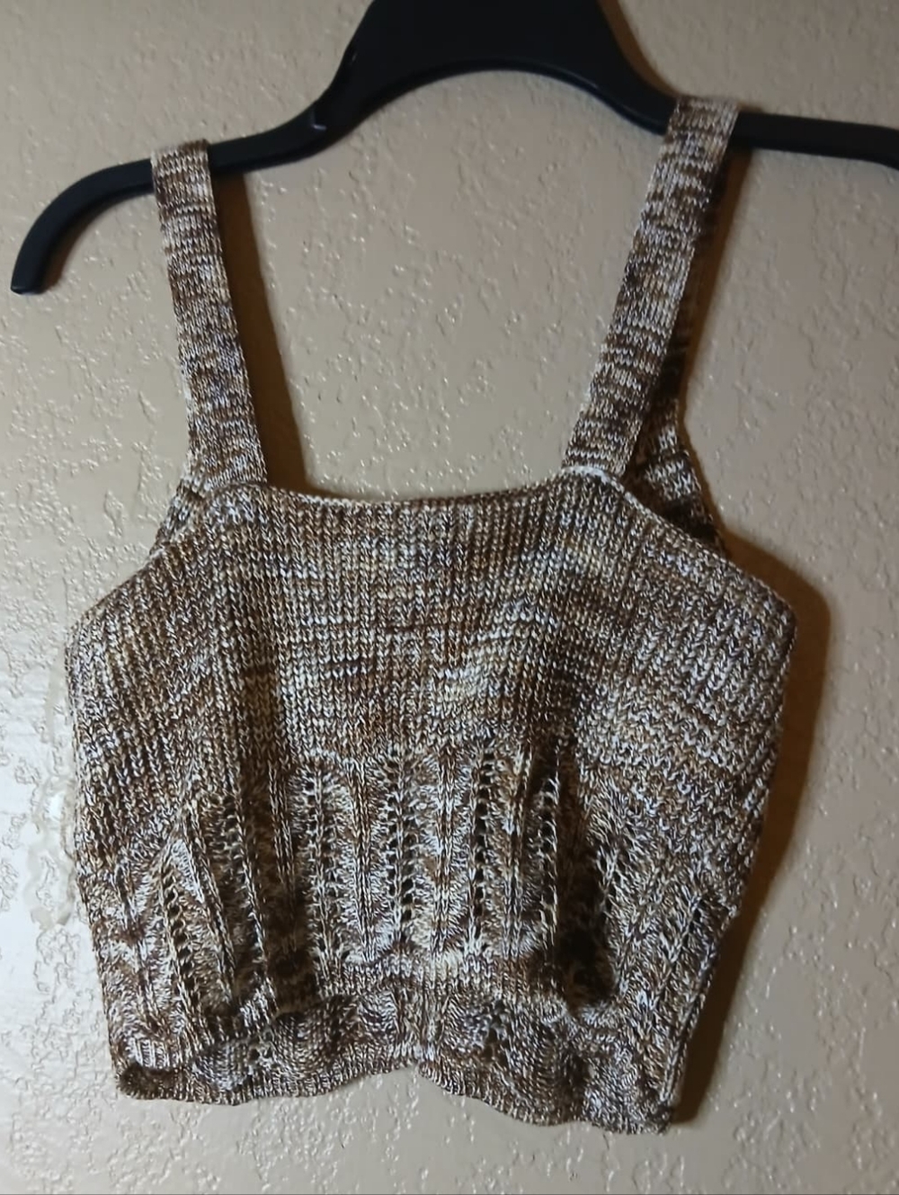 Knit Crop Tank Top in Brown and Cream - Picture 8 of 8